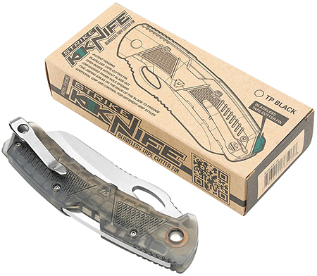 [793811765038] Strike Industries K1TP K1  3.51" Folding Plain AUS-8A SS Blade Smoke Textured Polymer Handle Includes Pocket Clip