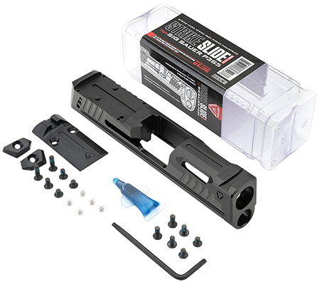 [793811765137] Strike Industries P365-SLIDE-BK Strike Replacement Slide Black Stainless Steel with Ports  &  Optics Cut for Sig P365 Includes Charging Handle