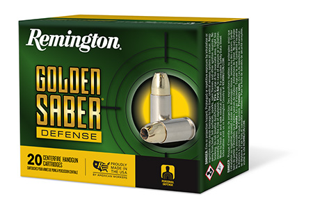 [047700488608] Remington Ammunition 27603 Golden Saber Defense 9mmLuger+P 124gr Brass Jacketed Hollow Point 20 Per Box/25 Case