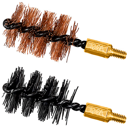 [014895002476] Otis FG512NB Bore Brush Set  10/12 Gauge Shotgun Firearm 8-32" Thread 2" Long Bronze/Nylon Bristles 2 Per Pkg