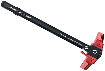 [793811764956] Strike Industries AR-TBCH-223-BK-RED T-Bone Charging Handle .223/5.56x45mm Nato Red Polymer Handles Aluminum Shaft for AR-15
