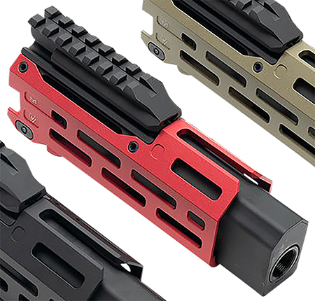 [793811764444] Strike Industries CEVOHG6RED Strike  6" M-Lok Red Aluminum with Faux Suppressor for CZ Scorpion EVO (7.72" Barrel Length)