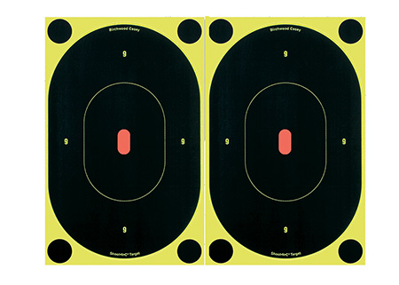 [029057347104] Birchwood Casey 34710 Shoot-N-C Reactive Target Self-Adhesive Paper Black/Yellow 7" Oval Silhouette 6 Pack