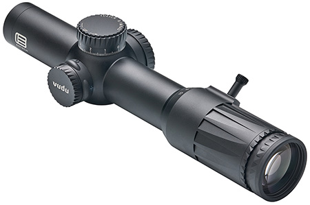 [672294110170] Eotech VDU110FFSR4 Vudu FFP Black Hardcoat Anodized 1-10x 28mm 34mm Tube Illuminated Red SR4 MOA Reticle Features Throw Lever