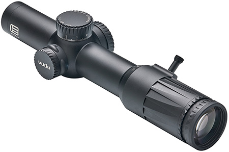 [672294110194] Eotech VDU110FFLE5 Vudu FFP Black Hardcoat Anodized 1-10x 28mm 34mm Tube Illuminated Red LE-5 MRAD Reticle Features Throw Lever