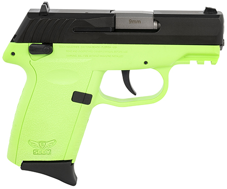 [810099570083] SCCY Industries CPX1CBLGG3 CPX-1 Gen3 9mm Luger 10+1 3.10" Lime Green Polymer w/Picatinny Rail Serrated Black Nitride SS Slide Lime Green Polymer Grip