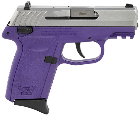 [810099570229] SCCY Industries CPX1TTPUG3 CPX-1 Gen3 9mm Luger 10+1 3.10" Purple Polymer w/Picatinny Rail Serrated SS Slide Purple Polymer Grip