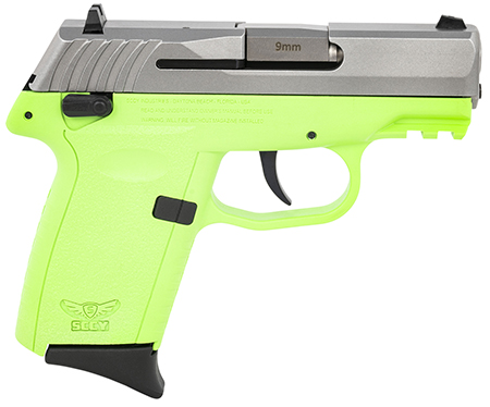 [810099570281] SCCY Industries CPX1TTLGG3 CPX-1 Gen3 9mm Luger 10+1 3.10" Lime Green Polymer w/Picatinny Rail Serrated SS Slide Lime Green Polymer Grip