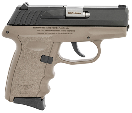 [857679003609] SCCY Industries CPX-3CBDE CPX-3  380 ACP 10+1 3.10" Flat Dark Earth Polymer Serrated Black Nitride SS Slide Finger Grooved FDE Polymer Grip