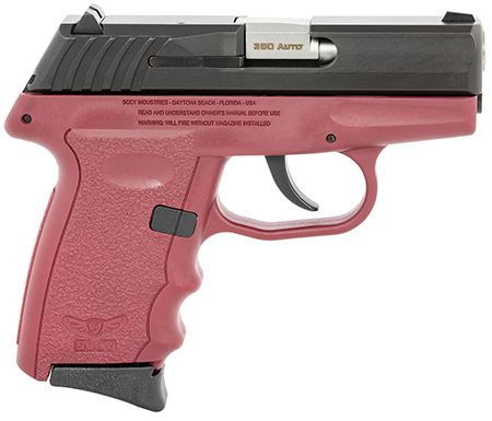 [850000226029] SCCY Industries CPX-3CBCR CPX-3  380 ACP 10+1 3.10" Crimson Red Polymer Serrated Black Nitride SS Slide Finger Grooved Crimson Red Polymer Grip