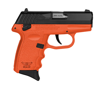 [850000226463] SCCY Industries CPX-4CBOR CPX-4  380 ACP 10+1 2.96" Orange Polymer Serrated Black Nitride SS Slide Finger Grooved Orange Polymer Grip