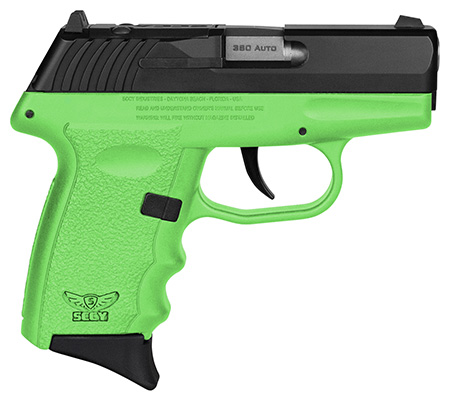 [810099571288] SCCY Industries CPX3CBLGRDRG3 CPX-3 RD 380 ACP 10+1 2.96" Lime Green Polymer/Serrated Black Nitride Stainless Steel Slide/Finger Grooved Lime Green Polymer Grip