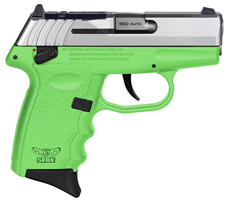 [810099571585] SCCY Industries CPX4TTLGRDRG3 CPX-4 RD 380 ACP 10+1 2.96" Lime Green Polymer/Serrated Stainless Steel Slide/Finger Grooved Lime Green Polymer Grip