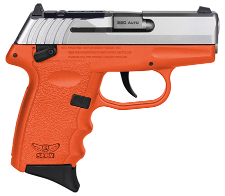[810099571592] SCCY Industries CPX4TTORRDRG3 CPX-4 RD 380 ACP 10+1 2.96" Orange Polymer/Serrated Stainless Steel Slide/Finger Grooved Orange Polymer Grip