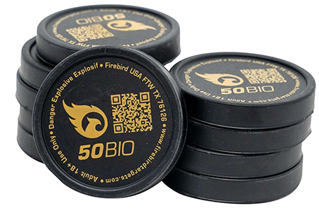 [195893058037] Firebird USA 50BIO 50BIO  Moving Trajectory/Static White Smoke Universal Firearm 50mm 10 Pk.