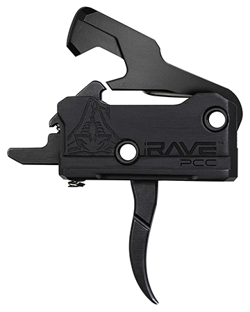 [850011713365] Rise Armament T017PCCBLK Rave Pistol Caliber Carbine Single-Stage Curved Trigger with 3.50 lbs Draw Weight  &  Black Nitride Finish for AR-Platform
