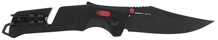 [729857010795] S.O.G SOG11120141 Trident AT 3.70" Folding Clip Point Plain Black TiNi Cryo D2 Steel Blade/Black w/Red Accents GRN Handle Features Line Cutter/Glass Breaker
