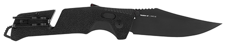 [729857010870] S.O.G SOG11120541 Trident AT 3.70" Folding Clip Point Plain Black TiNi Cryo D2 Steel Blade/Blackout GRN Handle Features Line Cutter/Glass Breaker
