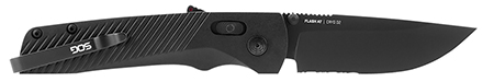 [729857010931] S.O.G SOG11180241 Flash AT 3.45" Folding Part Serrated Black TiNi Cryo D2 Steel Blade/Blackout GRN Handle Includes Pocket Clip