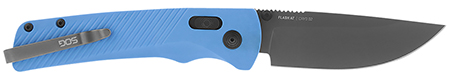 [729857010955] S.O.G SOG11180341 Flash AT 3.45" Folding Plain TiNi Cryo D2 Steel Blade/Civic Cyan GRN Handle Includes Pocket Clip