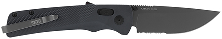 [729857011013] S.O.G SOG11180641 Flash AT 3.45" Folding Part Serrated TiNi Cryo D2 Steel Blade/ Urban Grey GRN Handle Includes Pocket Clip