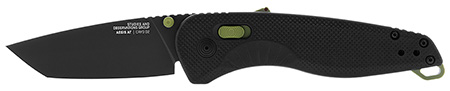 [729857013406] S.O.G SOG11410941 Aegis AT 3.13" Folding Drop Point Plain Black TiNi Cryo D2 Steel Blade/Black w/Moss Accents GRN Handle
