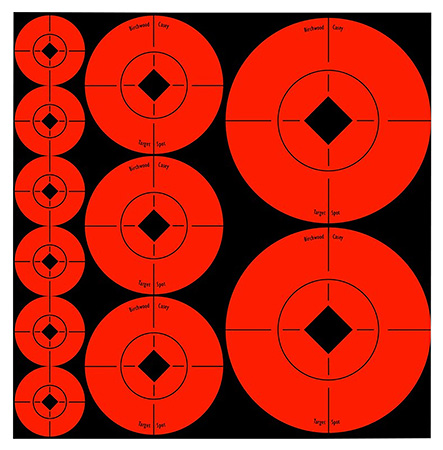 [029057339284] Birchwood Casey 33928 Target Spots  Self-Adhesive Paper Black/Orange Bullseye 60 Pack