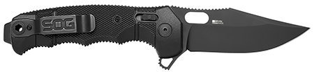 [729857011457] S.O.G SOG12210257 Seal XR 3.90" Folding Clip Point Plain Black Cerakote S35VN SS Blade Black/GRN Handle Includes Belt Clip