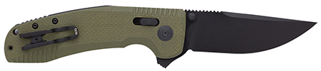 [729857010351] S.O.G SOG12380241 SOG-TAC XR 3.39" Folding Clip Point Plain Black TiNi Cryo D2 Steel Blade OD Green G10 Handle Includes Pocket Clip
