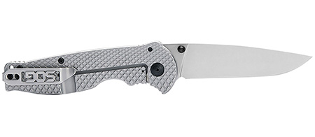 [729857009089] S.O.G SOG14180157 Flash FL 3.40" Folding Drop Point Plain Satin 4116 Stainless Steel Blade/Silver Stainless Steel Handle Includes Pocket Clip