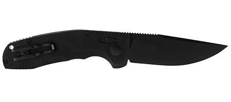 [729857011679] S.O.G SOG15380157 SOG-TAC Auto 3.43" Folding Plain Black TiNi Cryo D2 Steel Blade Black Micro-Textured Anodized Aluminum Handle Includes Pocket Clip
