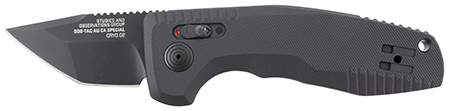 [729857013307] S.O.G SOG-15-38-14 SOG-TAC Auto Compact *CA 1.96" Folding Tanto Plain Black TiNi Cryo D2 Steel Blade Black Micro-Textured Anodized Aluminum Handle Includes Pocket Clip