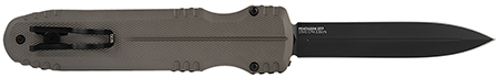 [729857011556] S.O.G SOG15610257 Pentagon  3.79" OTF Spear Point Plain Black TiNi Cryo CPM S35VN Steel Blade, Flat Dark Earth Aluminum Handle *Worn, Blade Chipped