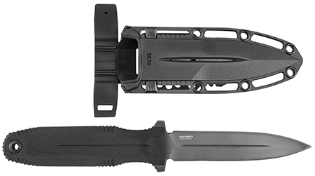 [729857011501] S.O.G SOG17610157 Pentagon FX 4.77" Fixed Spear Point Plain Black Titanium Nitride Cryo CPM S35VN Blade/G10 Blackout Handle