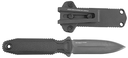 [729857011525] S.O.G SOG17610357 Pentagon FX Covert 3.41" Fixed Spear Point Plain Black Titanium Nitride Cryo CPM S35VN Blade/G10 Blackout Handle