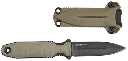[729857011532] S.O.G SOG17610457 Pentagon FX Covert 3.41" Fixed Spear Point Plain Black Titanium Nitride Cryo CPM S35VN Blade/G10 Flat Dark Earth Handle