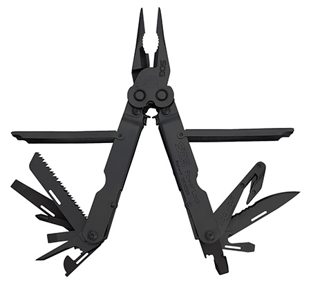 [729857993982] S.O.G SOG-B63N-CP Powerlock V-Cutter Black Oxide 420 Stainless Steel 7" Long Features 18 Tools w/Sheath