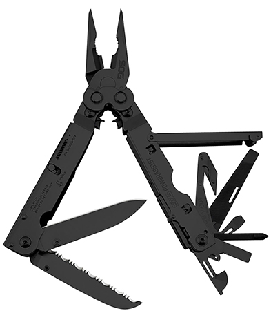 [729857994002] S.O.G SOGB66NCP PowerAssist  Black Oxide 420 Stainless Steel 7" Long Features 16 Tools w/Sheath