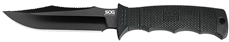 [729857994781] S.O.G SOGE37SNCP Seal Pup Elite 4.85" Fixed Clip Point Plain Black Hardcased TiCN AUS-8A SS Blade/Black w/Grip Lines GRN Handle Includes Lanyard/Sheath