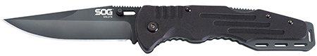 [729857994378] S.O.G SOG-FF11-CP Salute  3.62" Folding Clip Point Plain Black Hardcased 8Cr13MoV SS Blade Black G10 Handle Includes Belt Clip