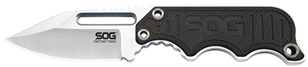 [729857002455] S.O.G SOG-NB1002-C Instinct Mini 1.90" Fixed Clip Point Plain Satin Polished 5Cr15MoV SS Blade Black/Silver G10/SS Handle Includes Lanyard/Sheath