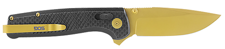 [729857011815] S.O.G SOGTM1033BX Terminus XR LTE 2.95" Folding Clip Point Plain Gold TiCN Cryo CPM S35VN Steel Blade Black G10/Carbon Fiber Handle Features Box Packaging Includes Pocket Clip