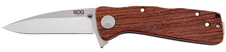 [729857998758] S.O.G SOGTWI17CP Twitch II 2.65" Folding Drop Point Plain Satin AUS-8A SS Blade Brown Rosewood Handle Includes Pocket Clip