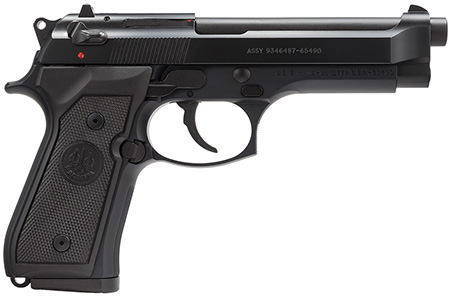 [082442816371] Beretta USA J92M9A0M M9  Full Size Frame 9mm Luger 15+1, 4.90" Steel Barrel, Black Bruniton Serrated Steel Slide  &  Aluminum Frame w/Beavertail, Ambidextrous