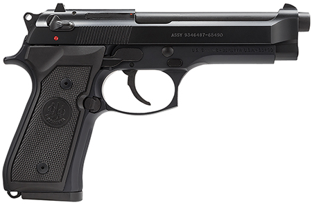 [082442816838] Beretta USA J92M9A0 M9  Full Size Frame 9mm Luger 10+1, 4.90" Steel Barrel, Black Bruniton Serrated Steel Slide  &  Aluminum Frame w/Beavertail, Ambidextrous