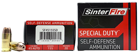 [856086004605] SinterFire Inc SF45155SD Special Duty (SD)  45ACP 155gr Lead Free Frangible Hollow Point 20 Per Box/10 Case