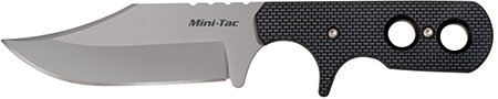 [705442018421] Cold Steel CS-49HCF Mini Tac 3.63" Fixed Bowie Plain Stone Washed 8Cr13MoV SS Blade/ Black Griv-Ex Handle Includes Bead Chain Lanyard/Sheath
