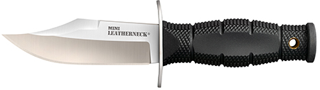 [705442019992] Cold Steel CS39LSAB Leatherneck  Mini 3.50" Fixed Clip Point Plain 8Cr13MoV SS Blade/3.25" Black Contoured Kray-Ex Handle Includes Sheath