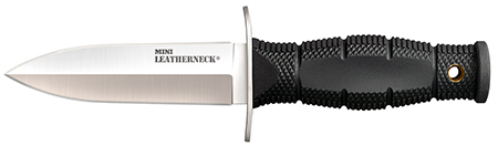 [705442020004] Cold Steel CS39LSAC Leatherneck Double Edge Mini 3.50" Fixed Plain 8Cr13MoV SS Blade/3.25" Black Deep Checkered w/Double Quillon Guard Kray-Ex Handle Includes Sheath