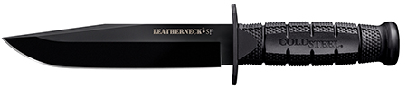 [705442016717] Cold Steel CS39LSFC Leatherneck Semper-Fi 6.75" Fixed Clip Point Plain Black Matte Powder Coat D2 Steel Blade/5" Black Deep Checkered w/Double Quillon Guard Griv-Ex Handle Includes Belt Loop/Sheath